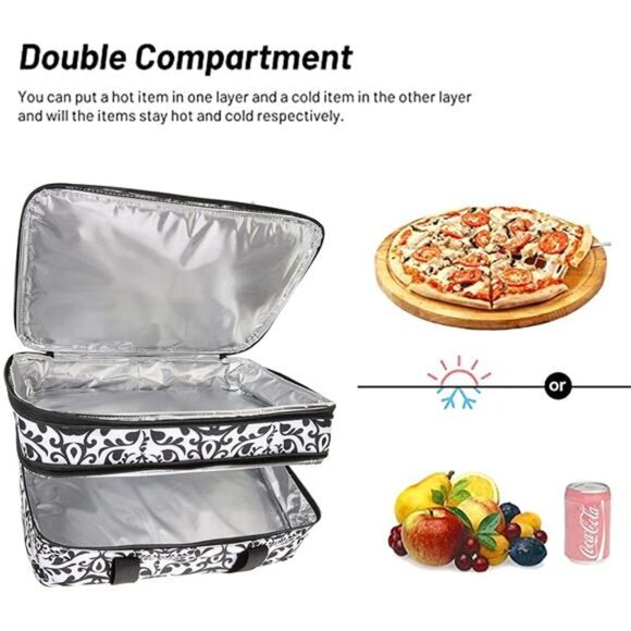 Double Decker Insulated Casserole Dish Bag - Food Carrier for Hot or Cold - Picture 6 of 7